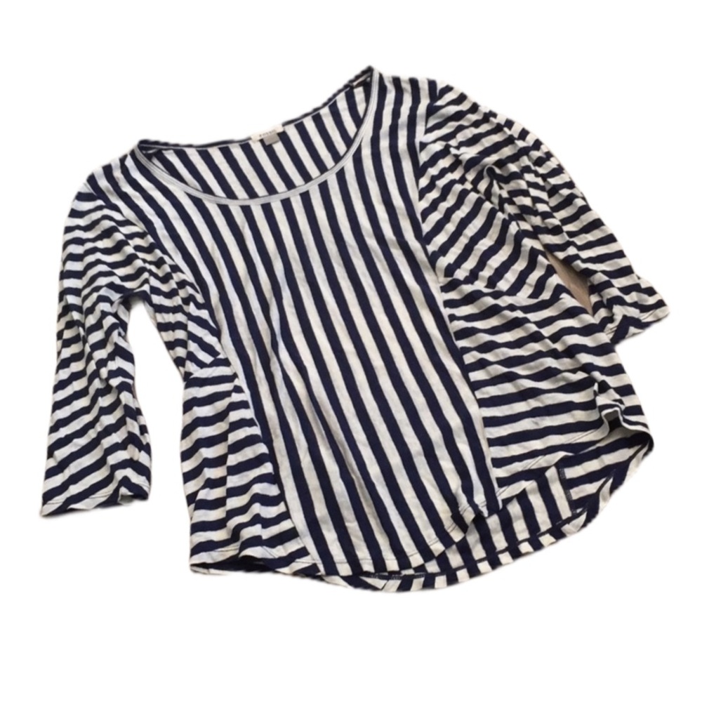 Fossil Navy & White Striped Shirt Size Small